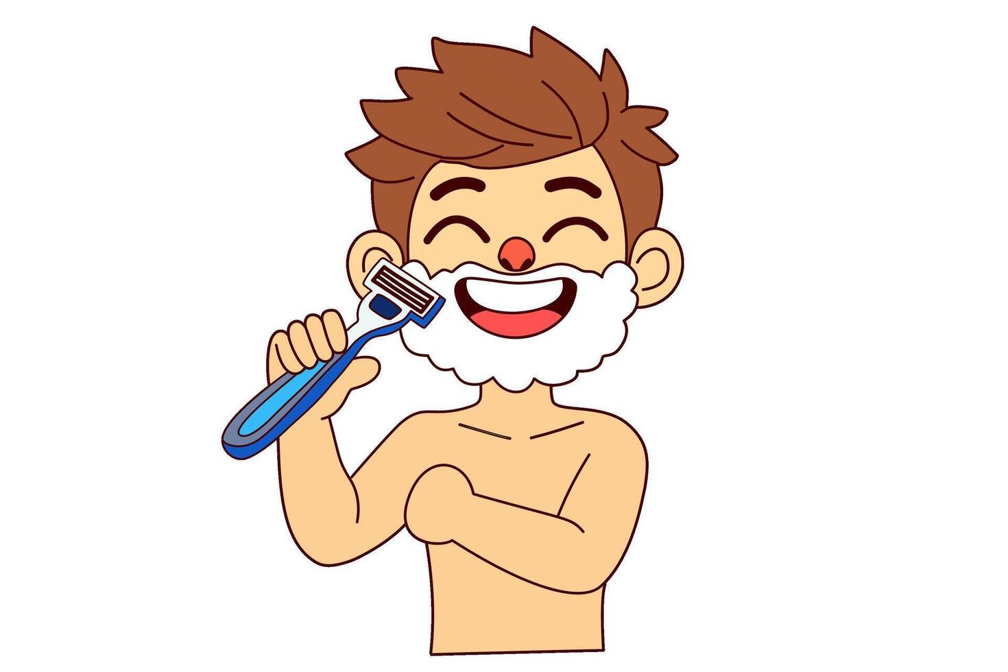 He shaves. Clipart cartoon. vector