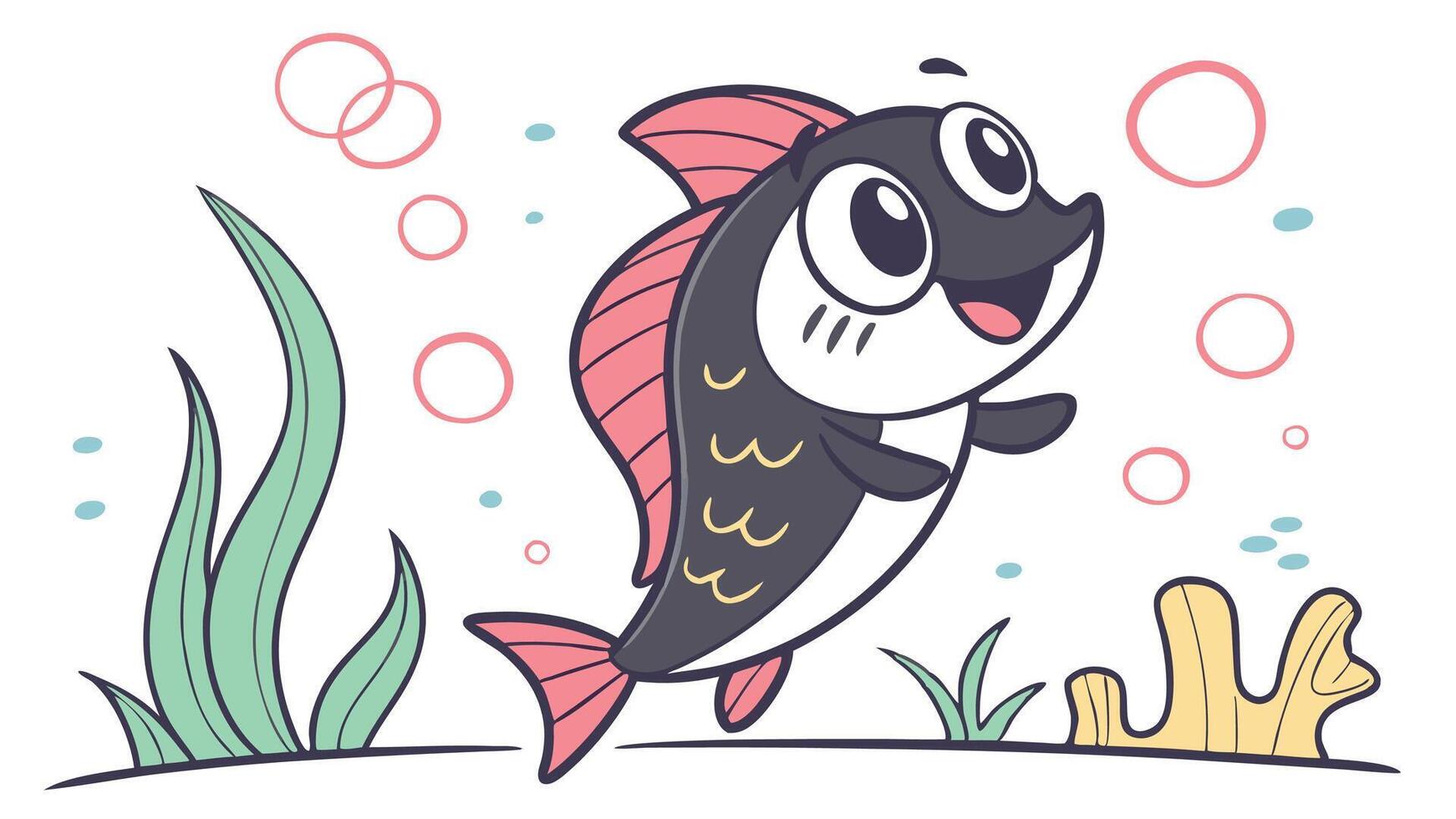 A cartoon fish with a big smile on its face vector
