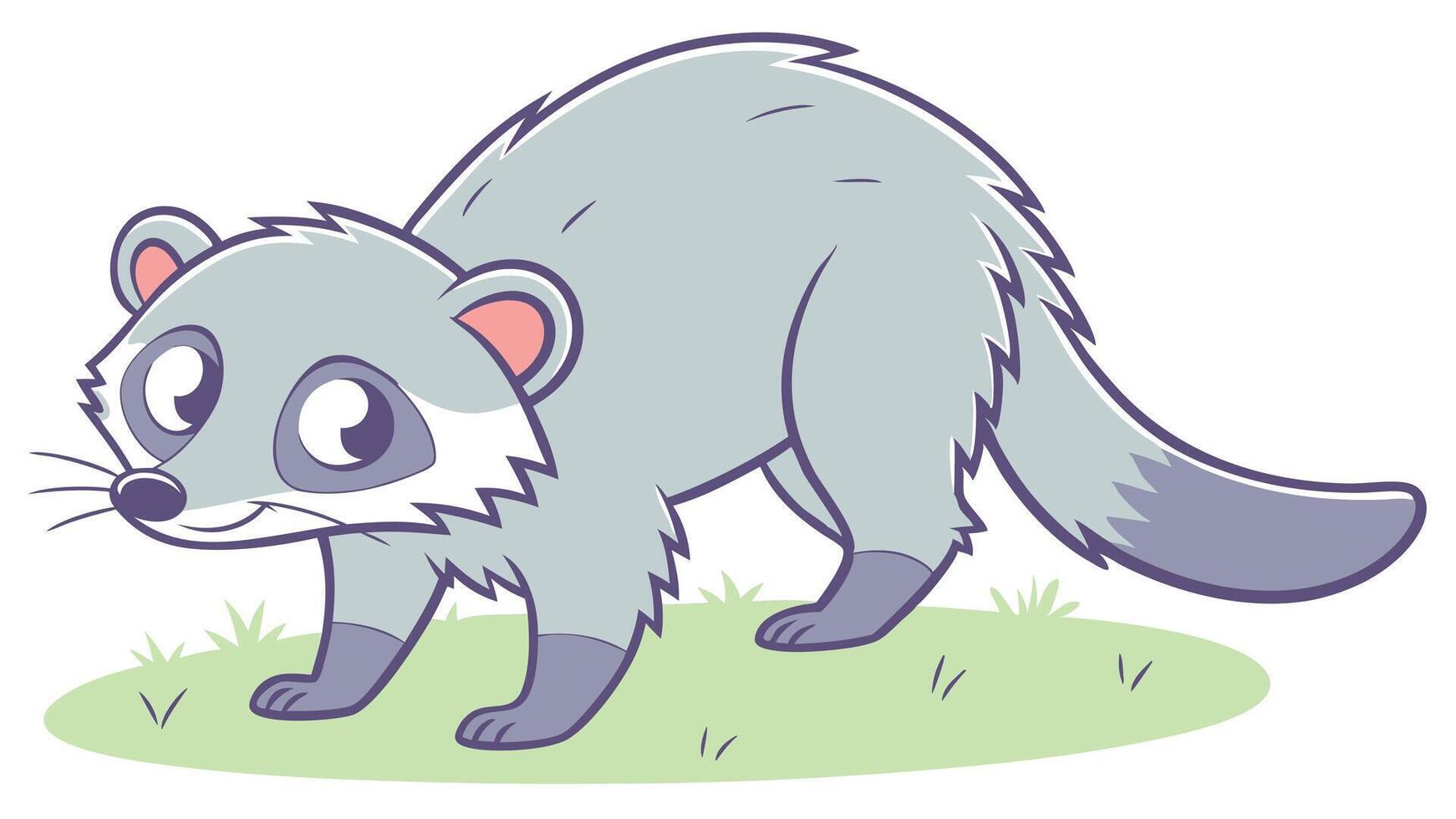 A cartoon raccoon standing on grass vector