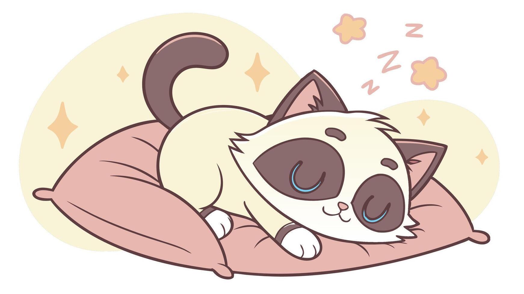 A cartoon cat sleeping on a pillow vector