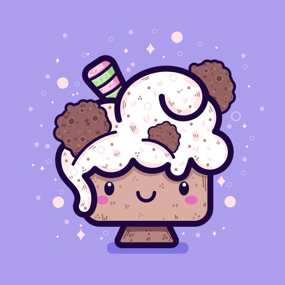 Kawaii sweet moka coffee. Icon concept vector