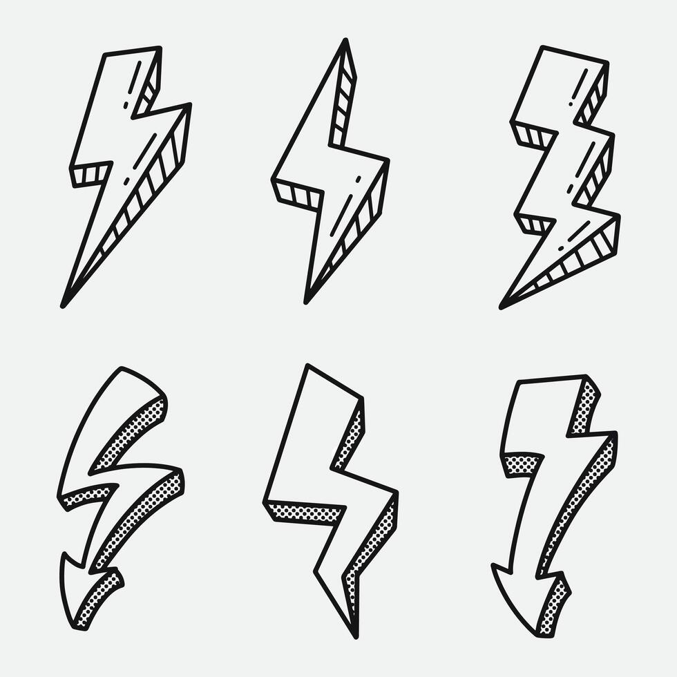 set of lightning cartoon good for icon, symbol, element design, etc vector