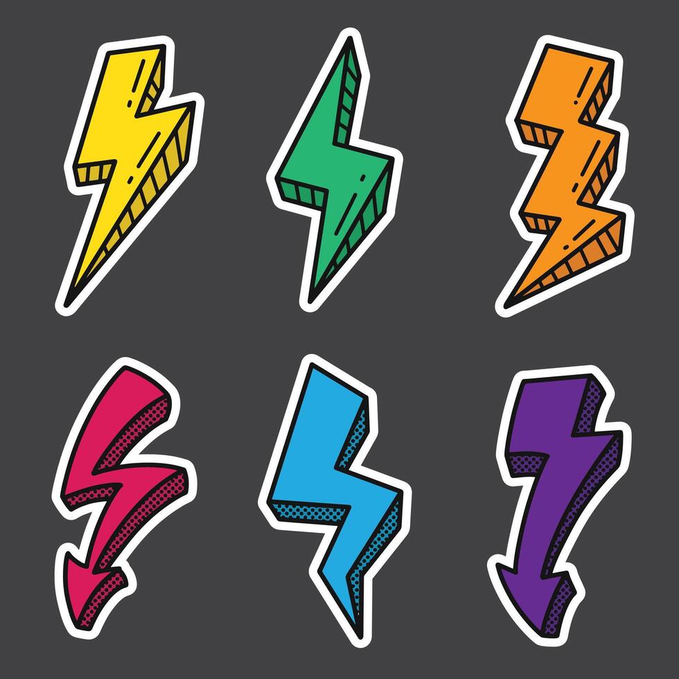 set of lightning good for sticker, element design, pop art design, etc vector
