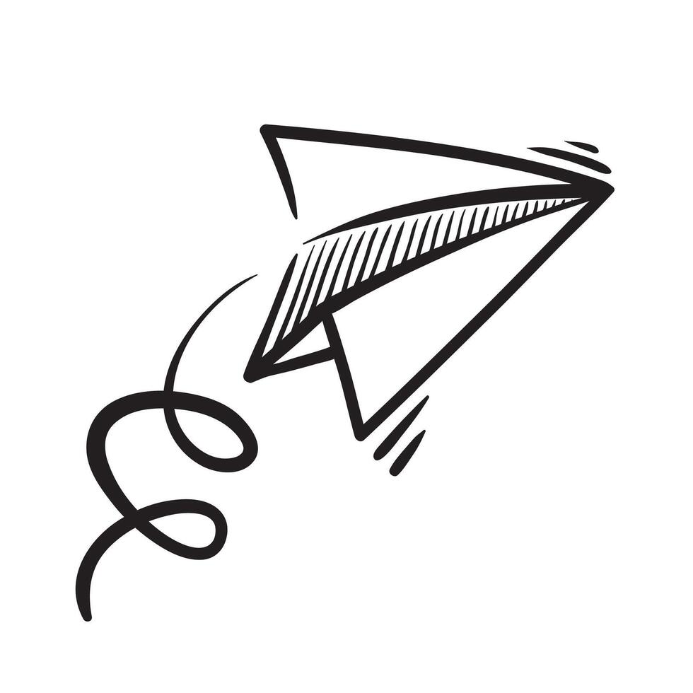 Doodle sketch style of paper plane icon illustration for concept design. Doodle style vector