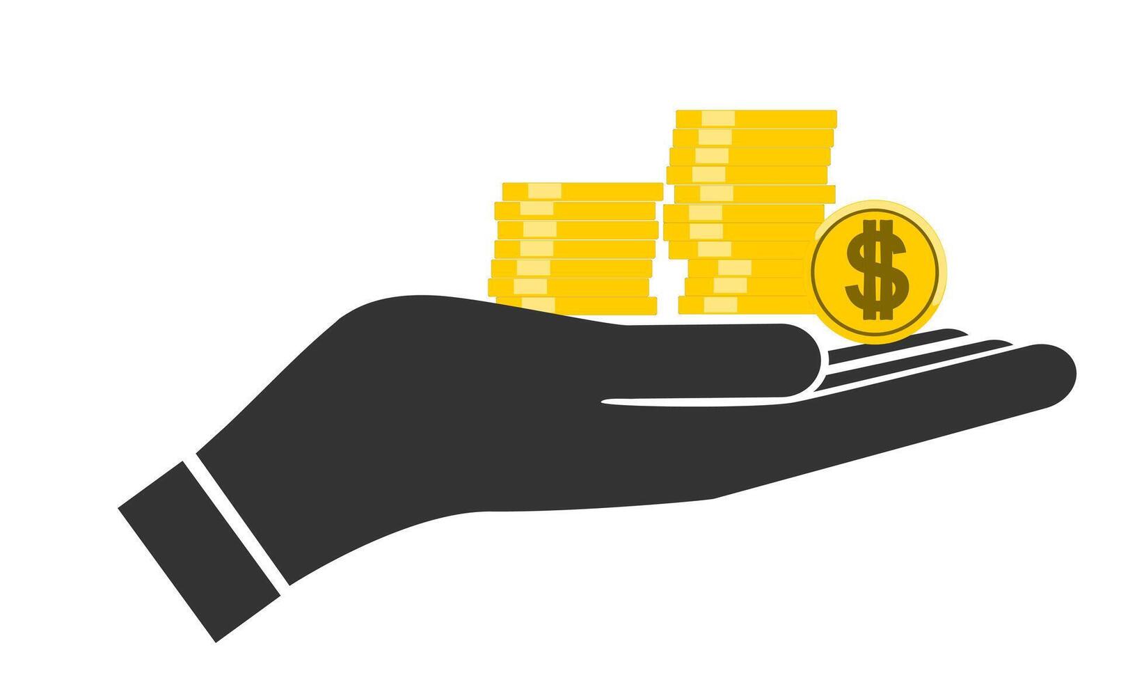 Hand holding money and coins icon illustration vector