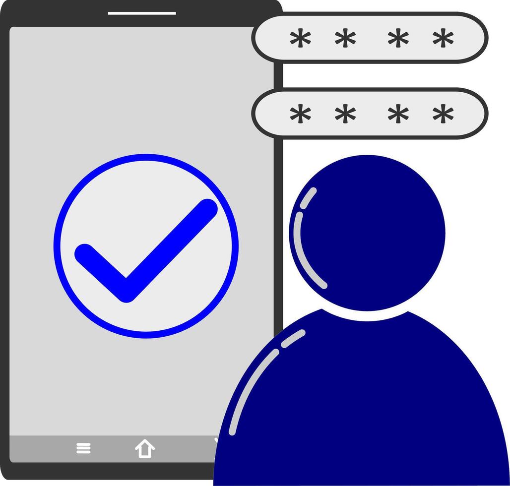A person is using a smartphone to check the status of a password vector