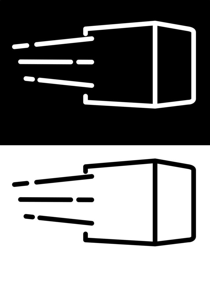 A black and white image of a box moving vector