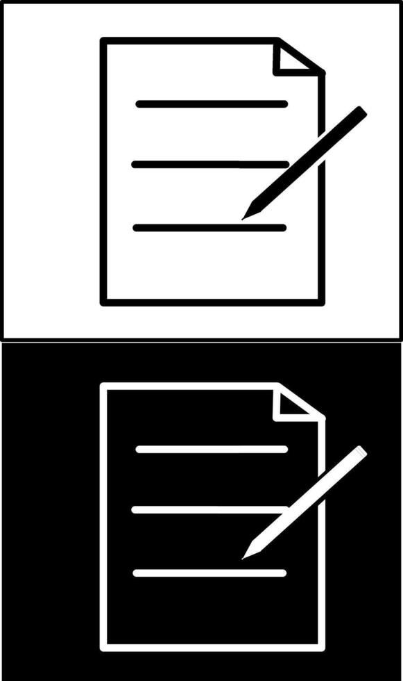 A black and white image of a paper and a pen vector
