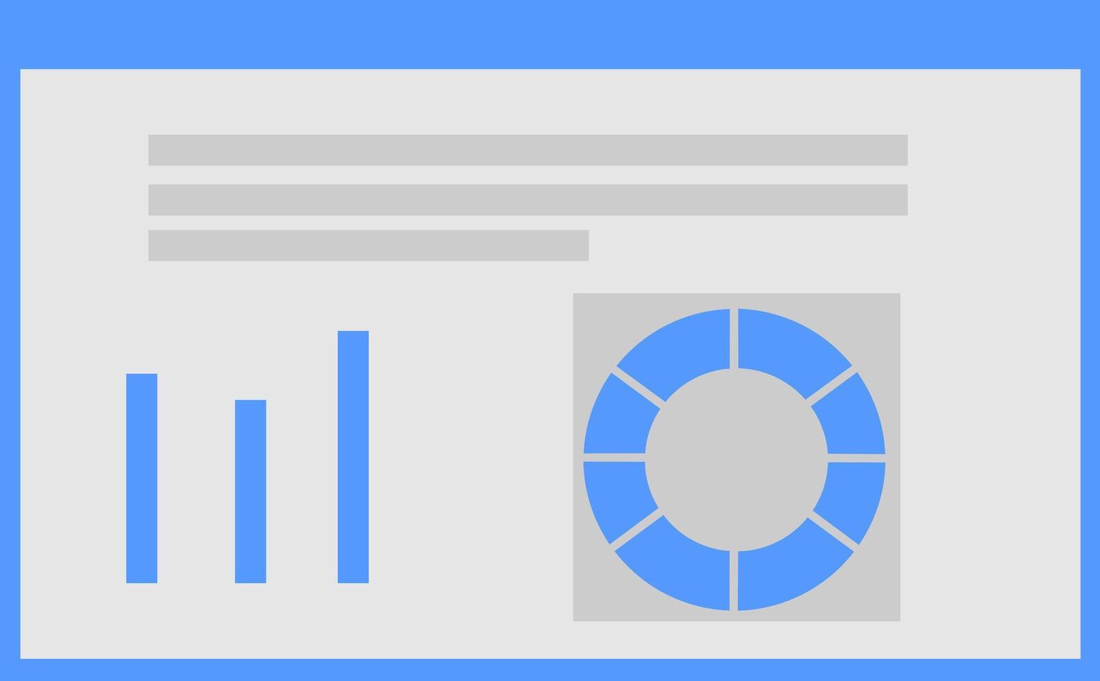 A blue and white graphic with a bar chart vector