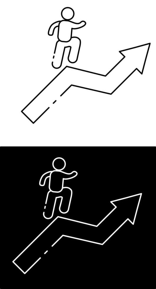 A man is walking up an arrow and a man is walking down it vector