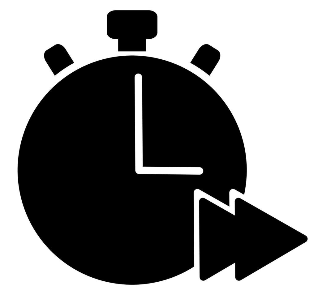A stopwatch with an arrow pointing to the left vector