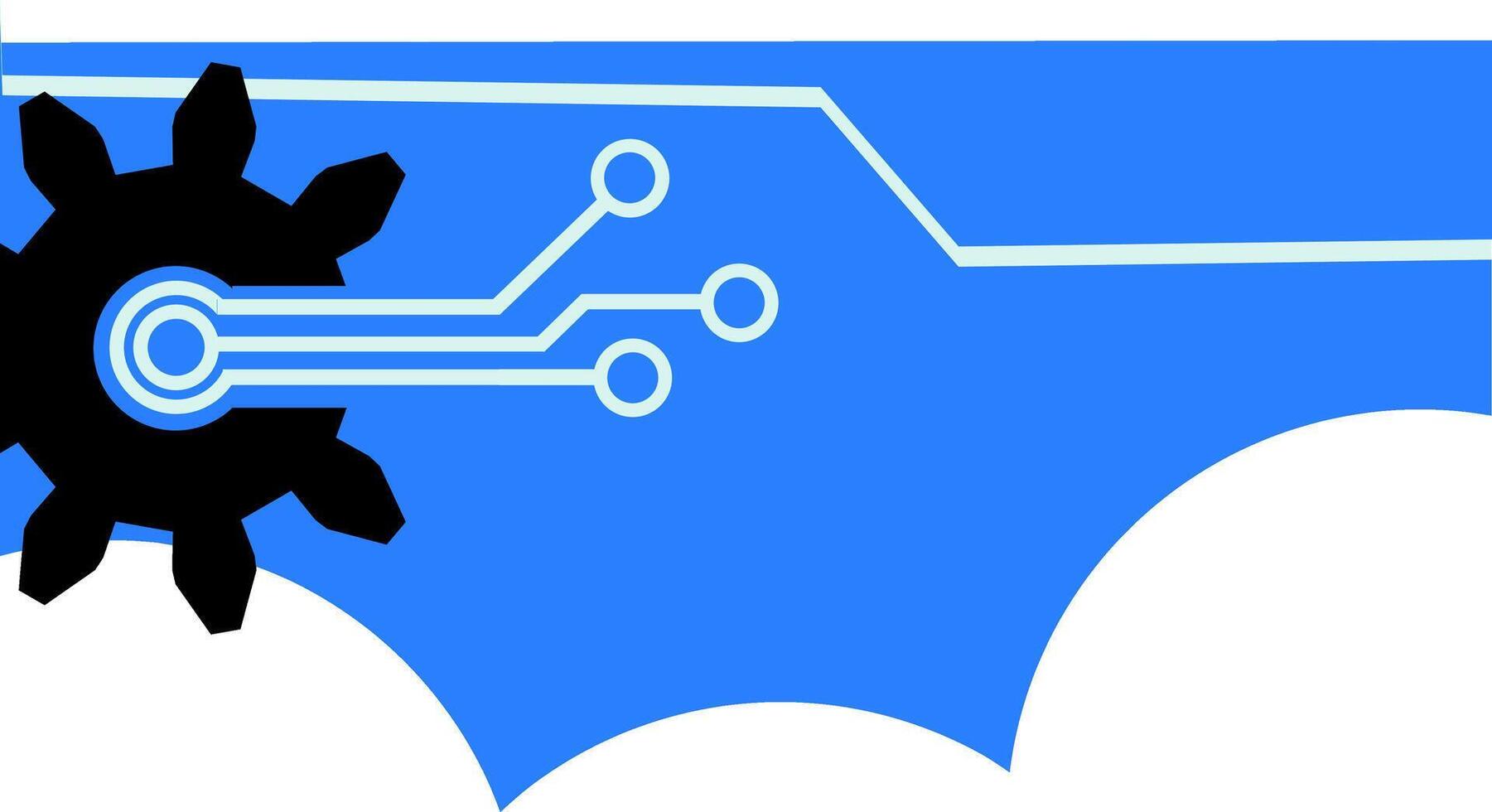A blue and white logo with a cogwheel and a cloud vector