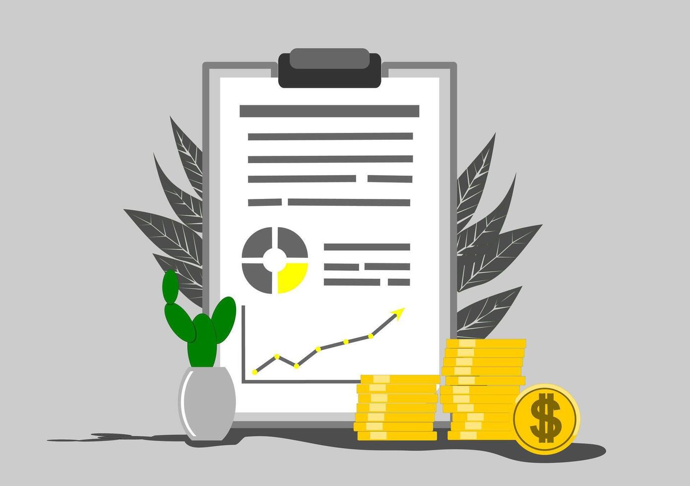A clipboard with a paper with a chart and money vector