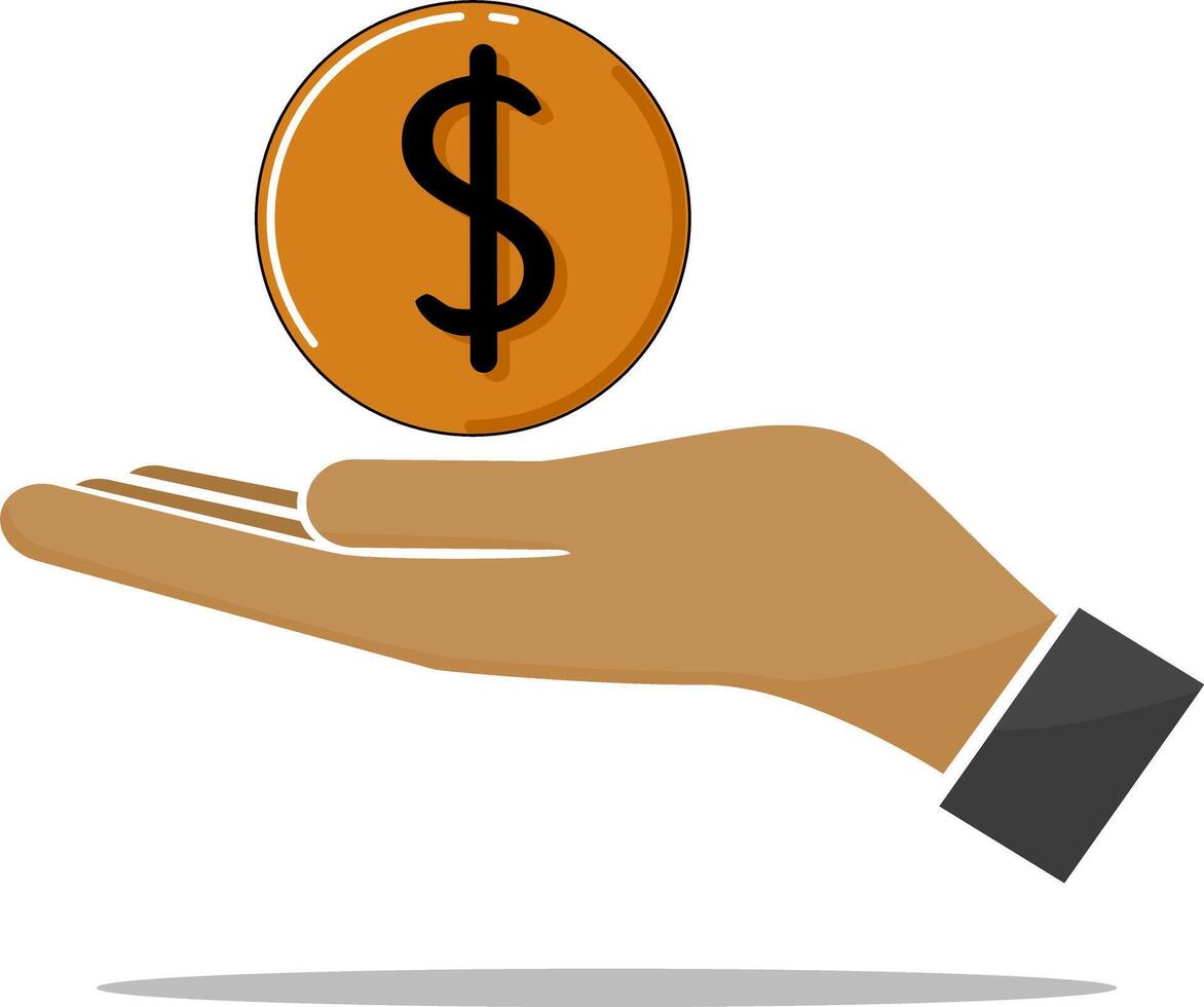 Hand holding dollar coin vector