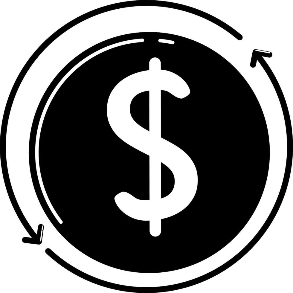 Dollar sign icon in black circle vector