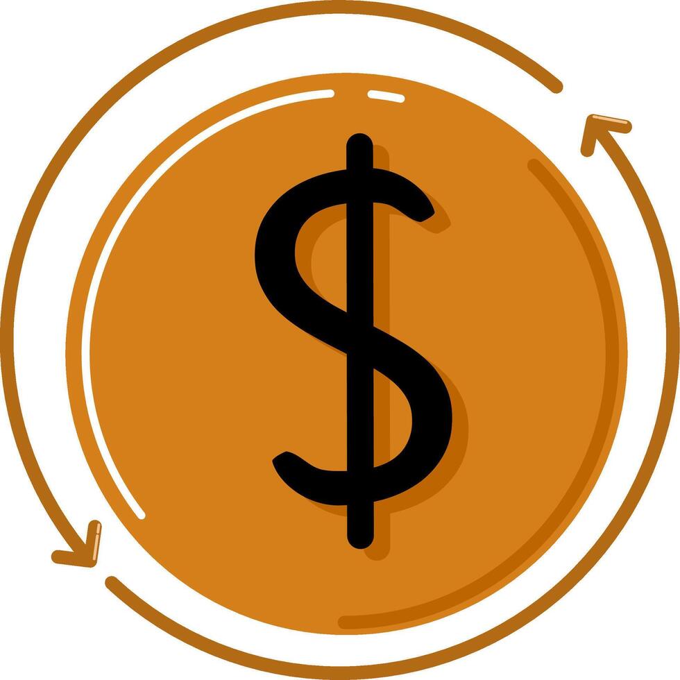 Dollar sign icon in circle with arrows vector