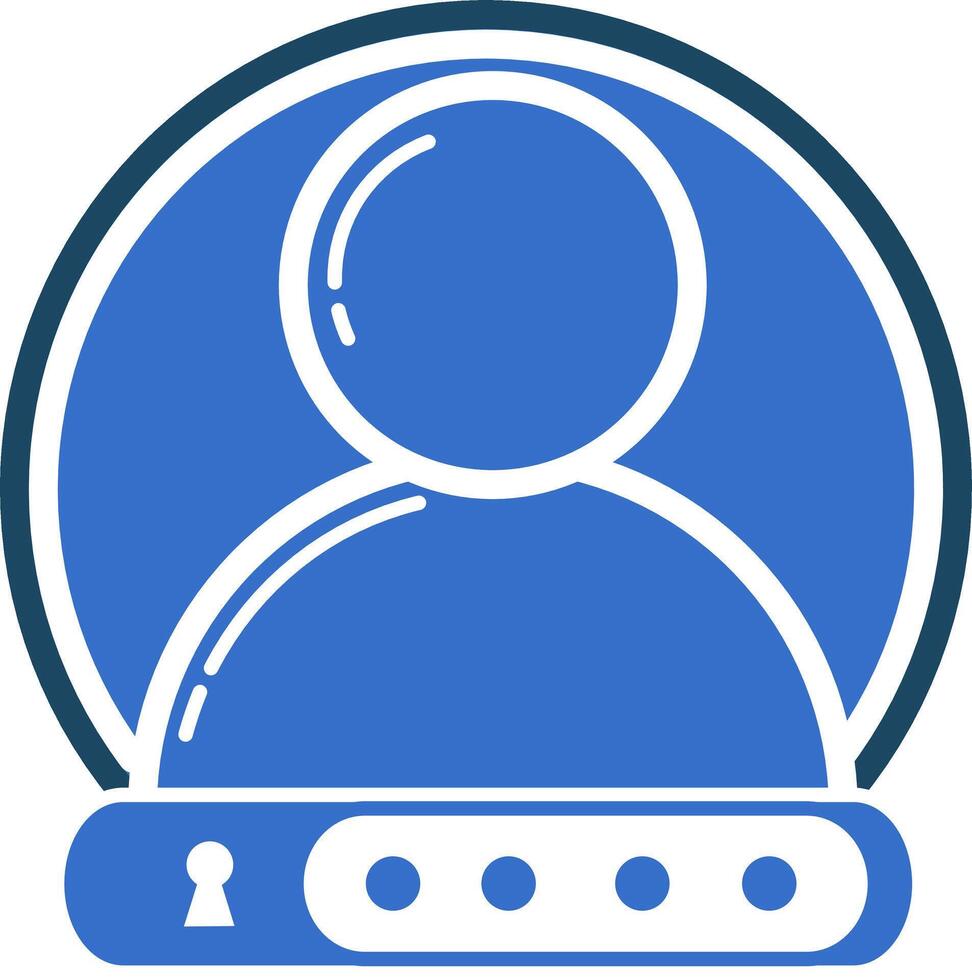 A blue icon with a person in the center vector