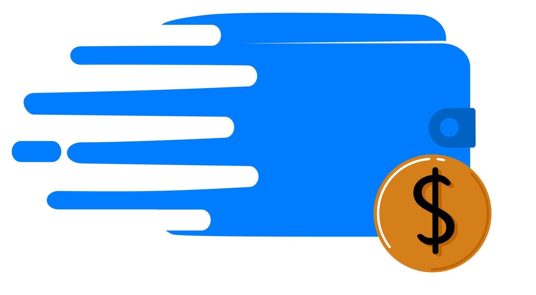 A blue wallet with a dollar coin on it vector