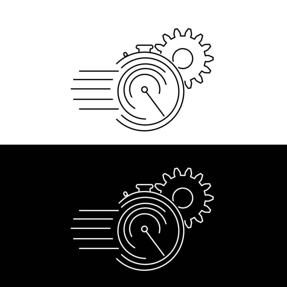 A stopwatch and a clock with gears on it vector