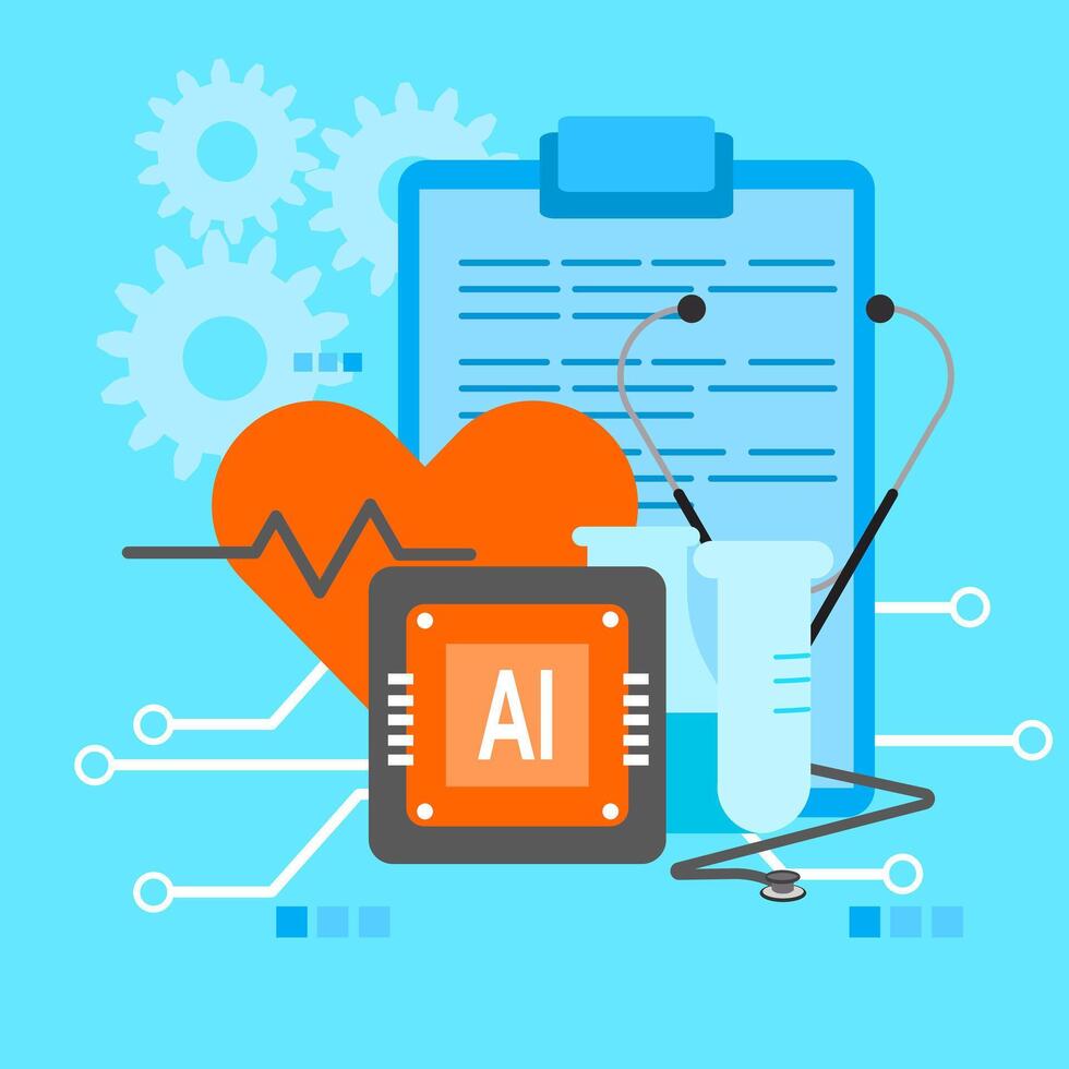 Ai and healthcare vector