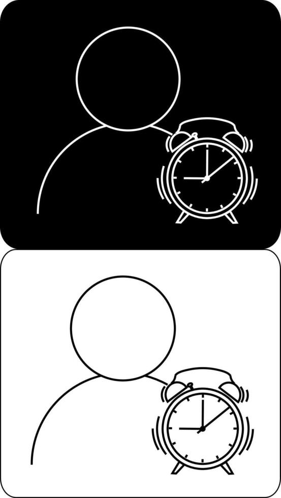 A black and white image of a man with a clock vector
