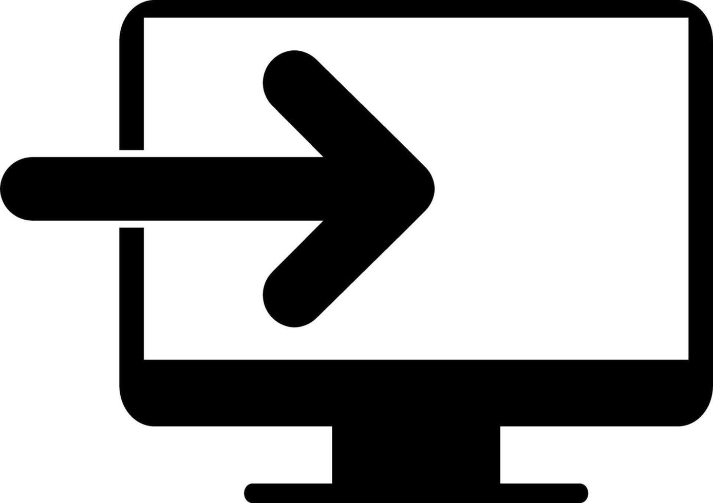 A computer monitor with an arrow pointing to the right vector