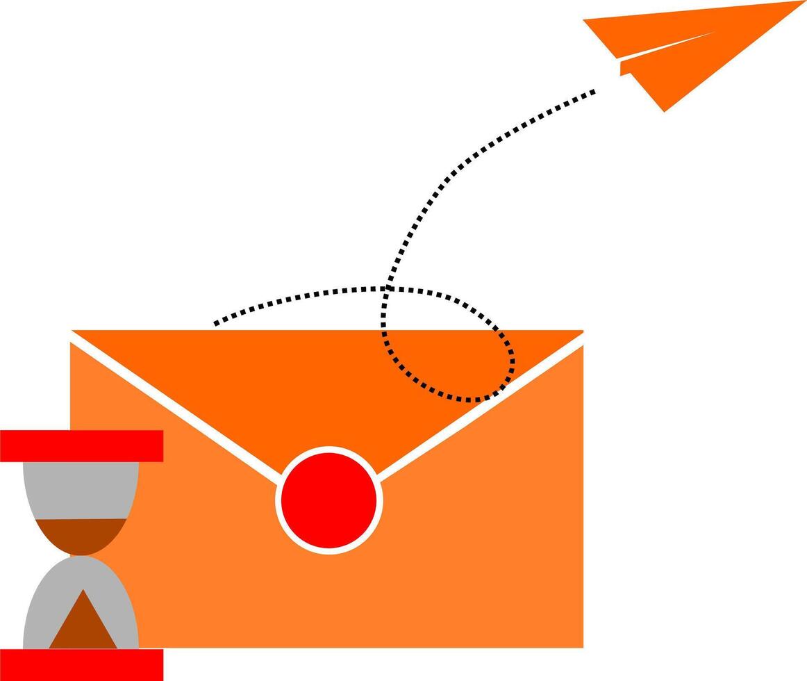 An orange envelope with a paper airplane flying out of it vector