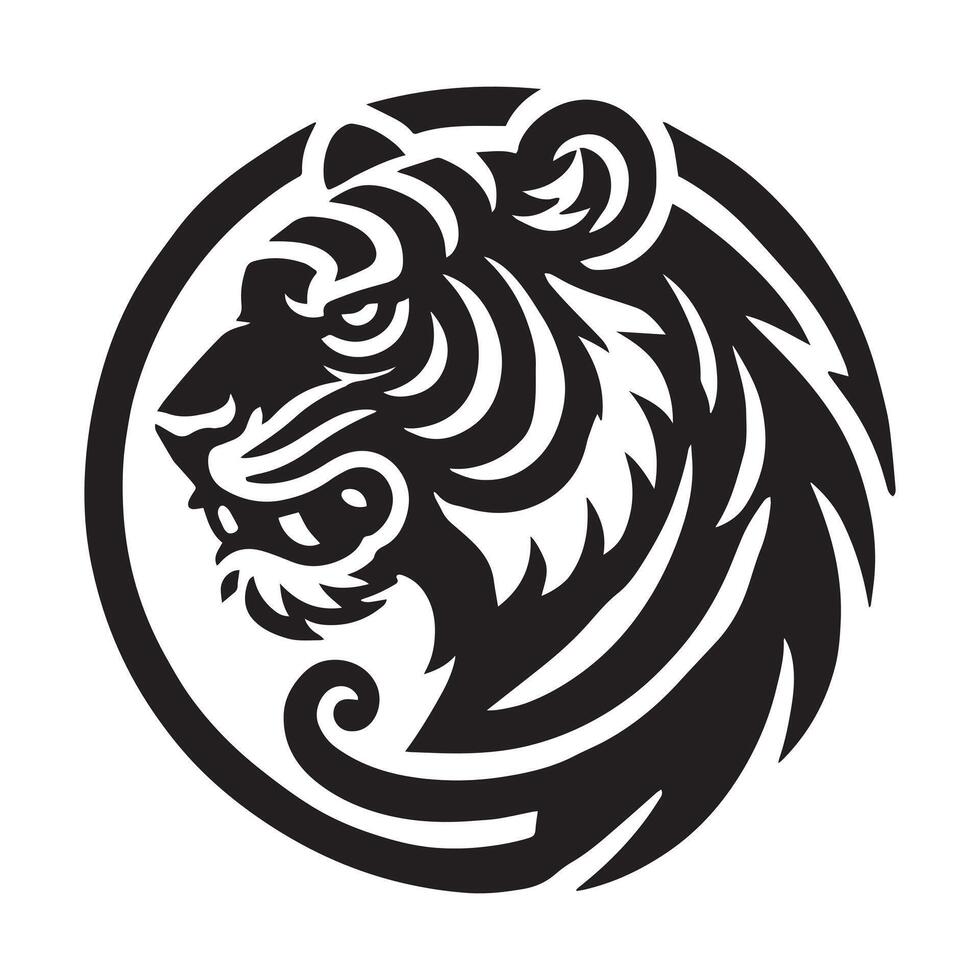 High Resolution Tiger Head Silhouette vector