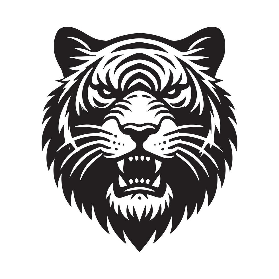 Black Tiger Head Silhouette Design vector