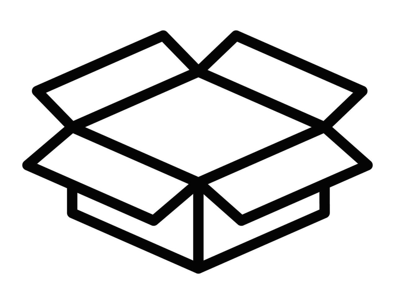 Open box icon with flaps in outline design. Editable stroke. vector
