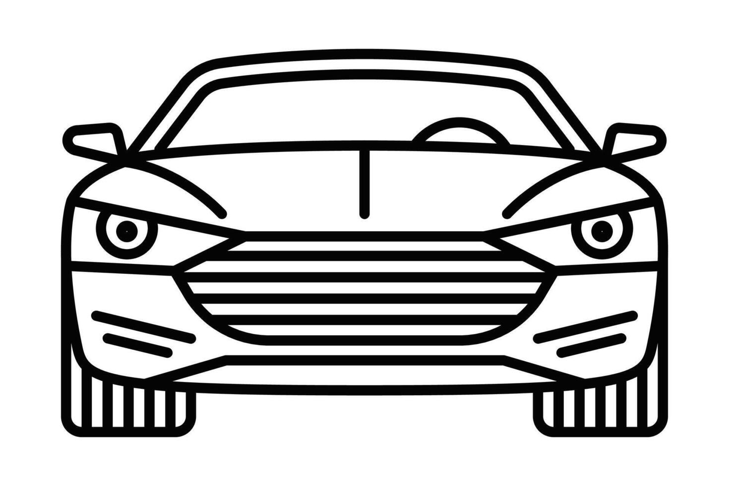 Sports car icon with bold front grille design. Editable stroke. vector