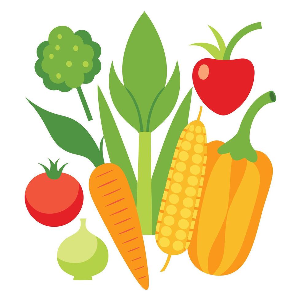 Set of an Colorful fresh organic vegetables design vector