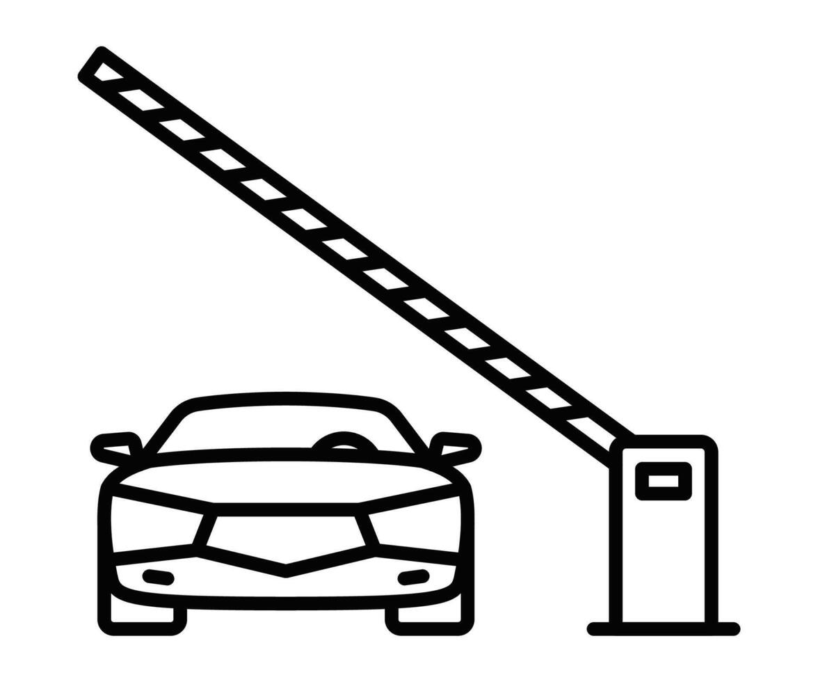 Car with parking barrier icon design. Editable stroke. vector