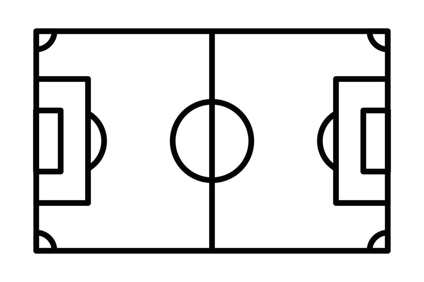 An outline drawing of a soccer field vector