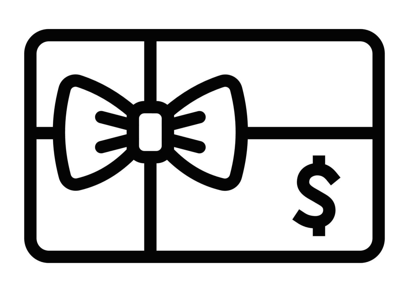 A black and white image of a gift box with a dollar sign vector