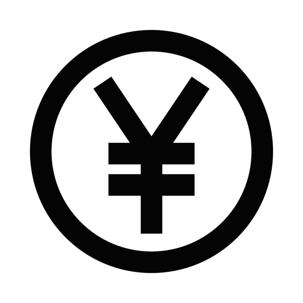 Yen symbol in a circle, black and white vector