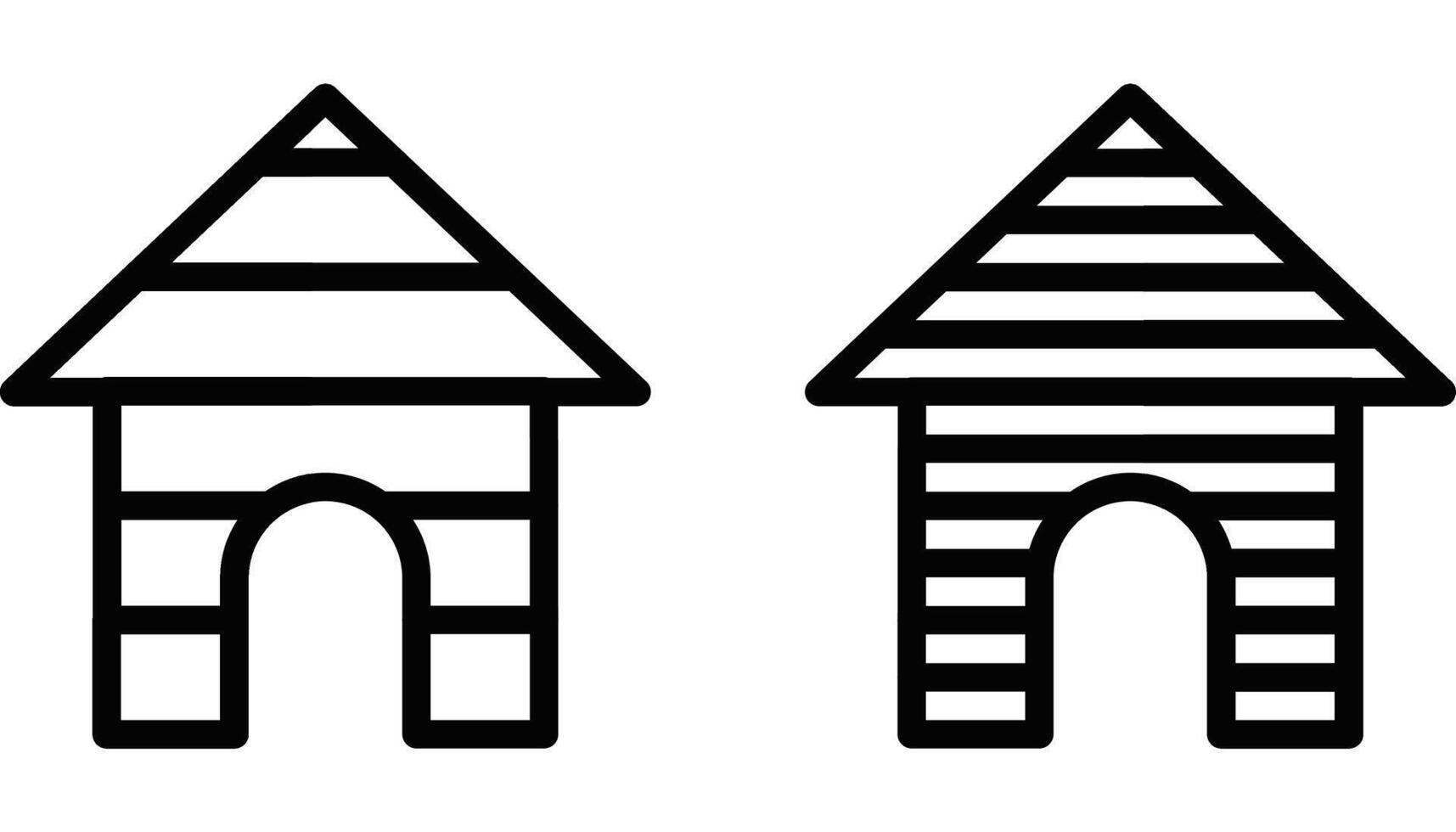 Two houses with a roof and a door vector