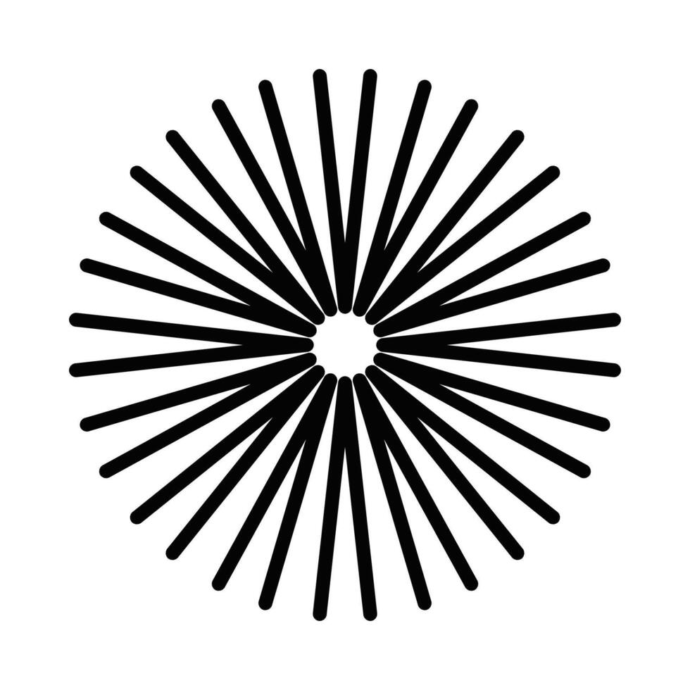 A black and white image of a sunburst vector