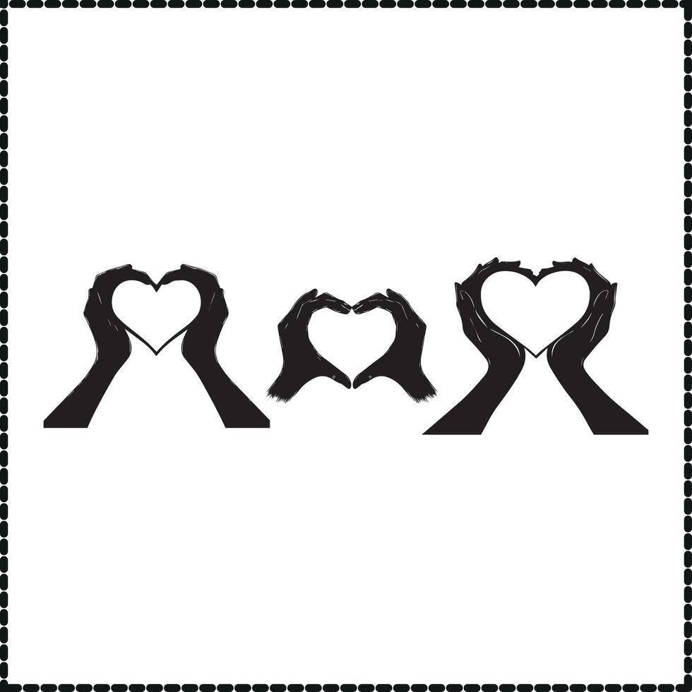 Hands Silhouette, Heart Shape, Love vector