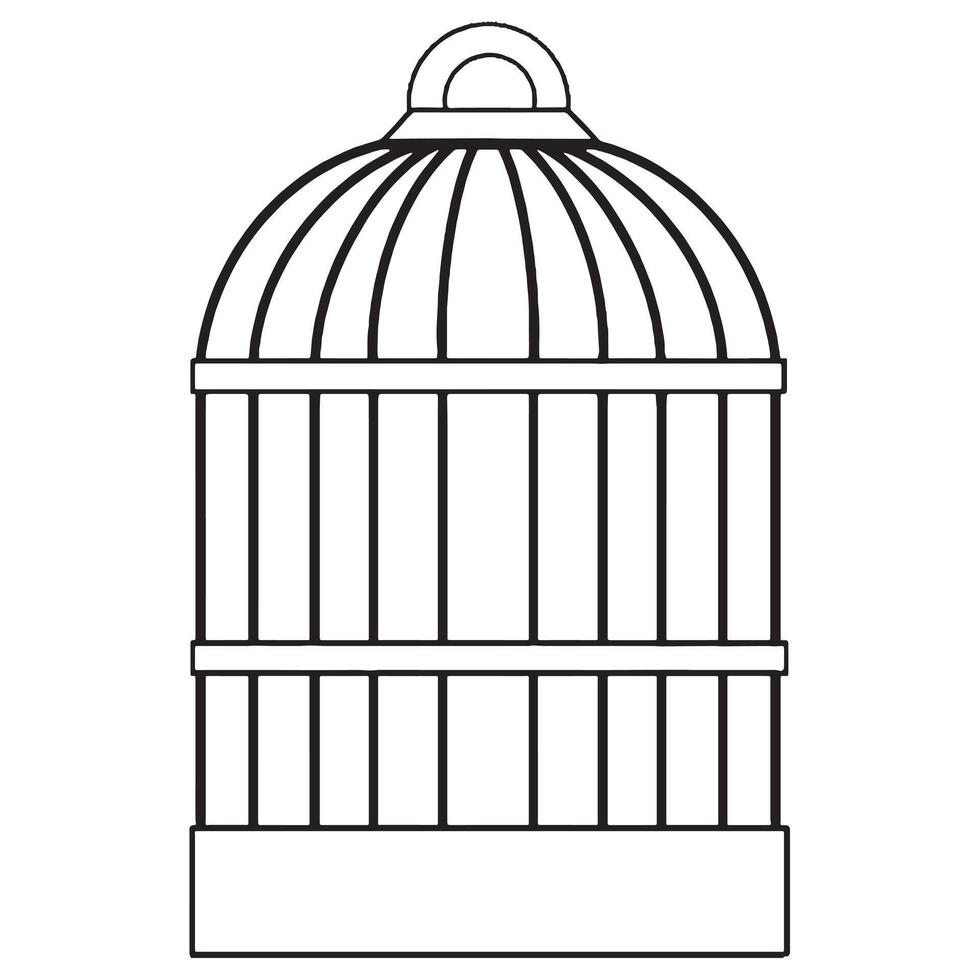 Coloring book. Old bird cage. Vintage illustration vector