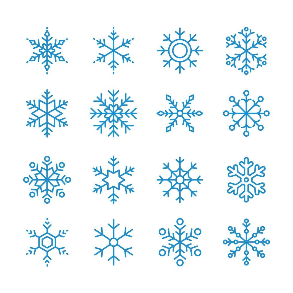 Snowflake set icon symbol collection vector