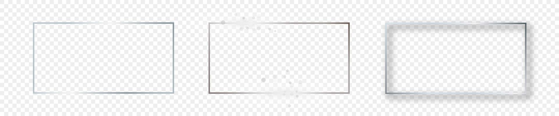 Silver glowing rectangular shape frame vector