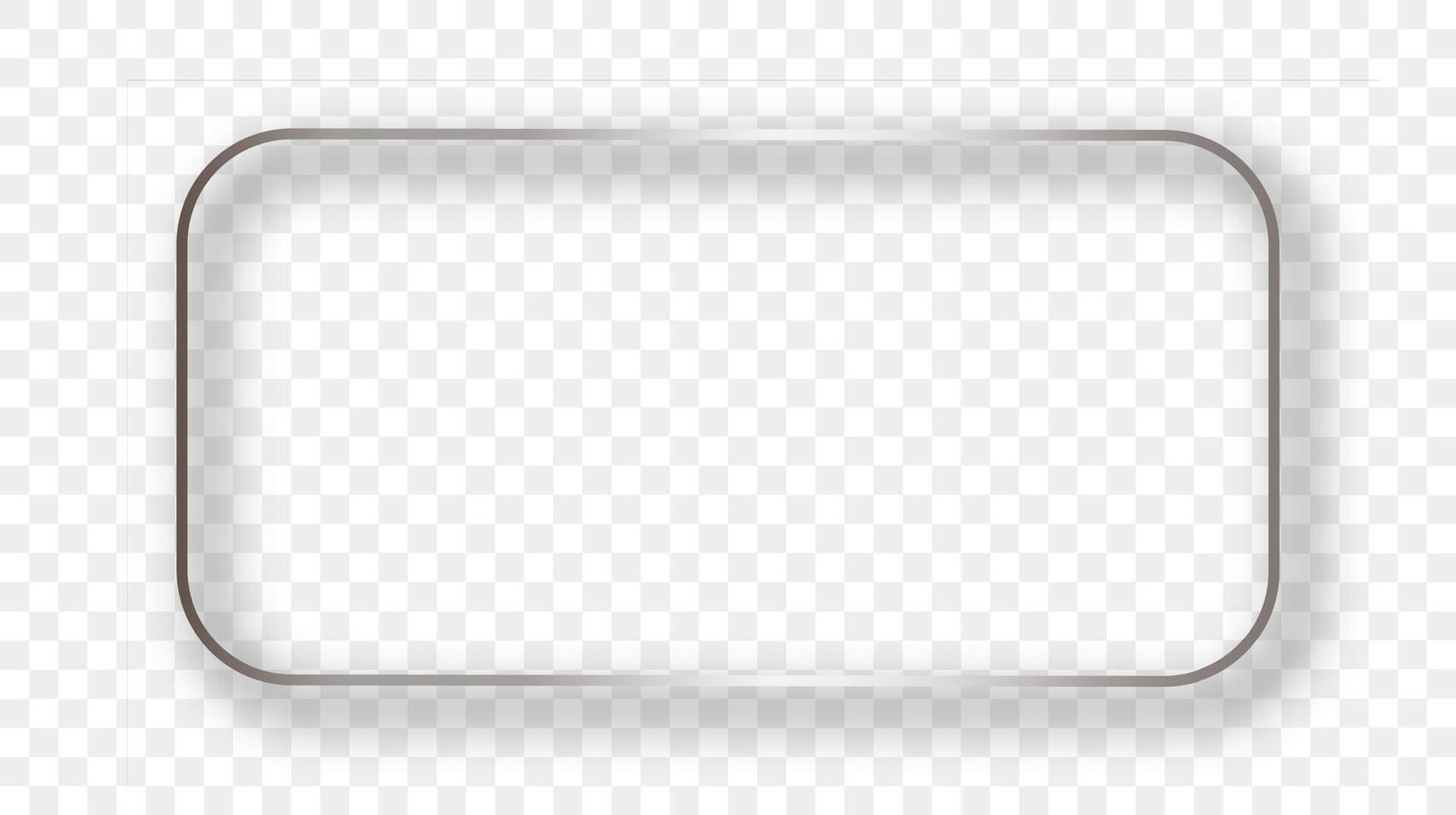 Silver glowing rounded rectangular frame with shadow vector