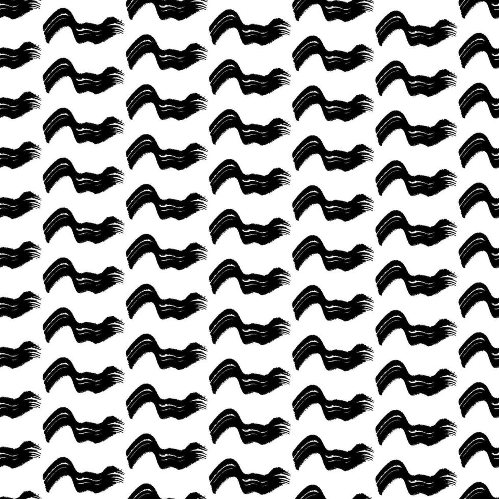 Seamless pattern with black wavy grunge brush strokes vector