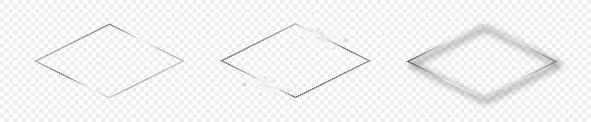 Silver glowing rhombus shape frame vector