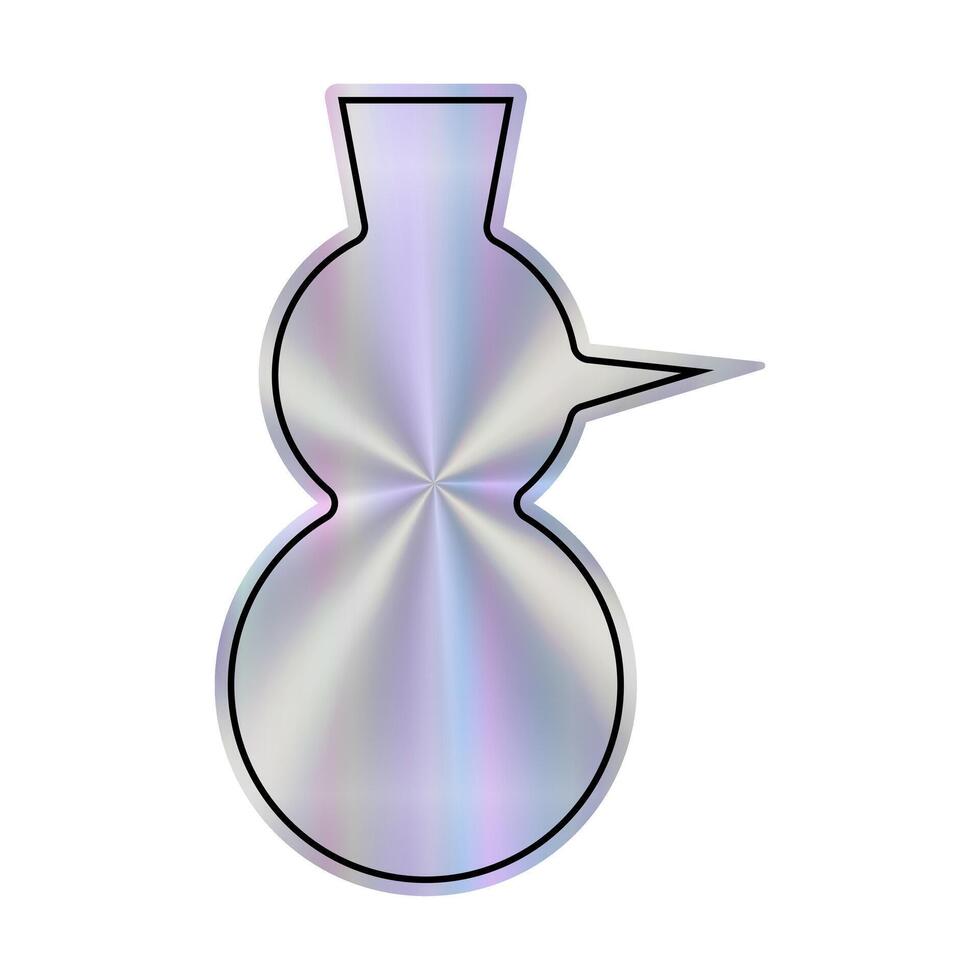Christmas Hologram empty Snowman design featuring a smooth metallic surface with a gradient and central point of interest in a minimalist style. Holographic blank sticker. vector