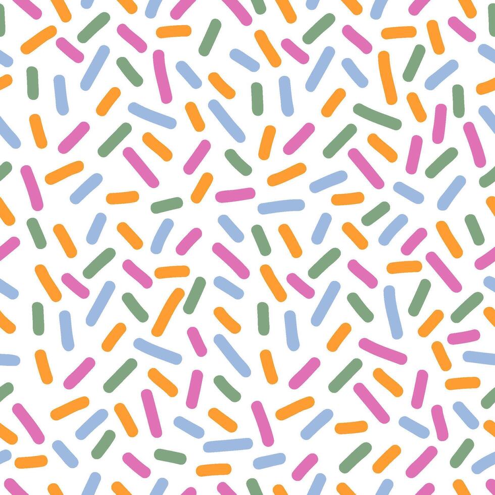 Hand drawn abstract colorful confetti seamless pattern. Birthday party print for celebration card vector