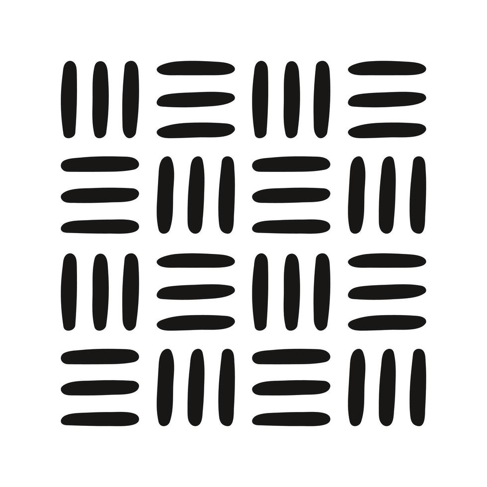 Hand drawn stripes tile pattern in staggered order. Abstract geometric pattern design vector