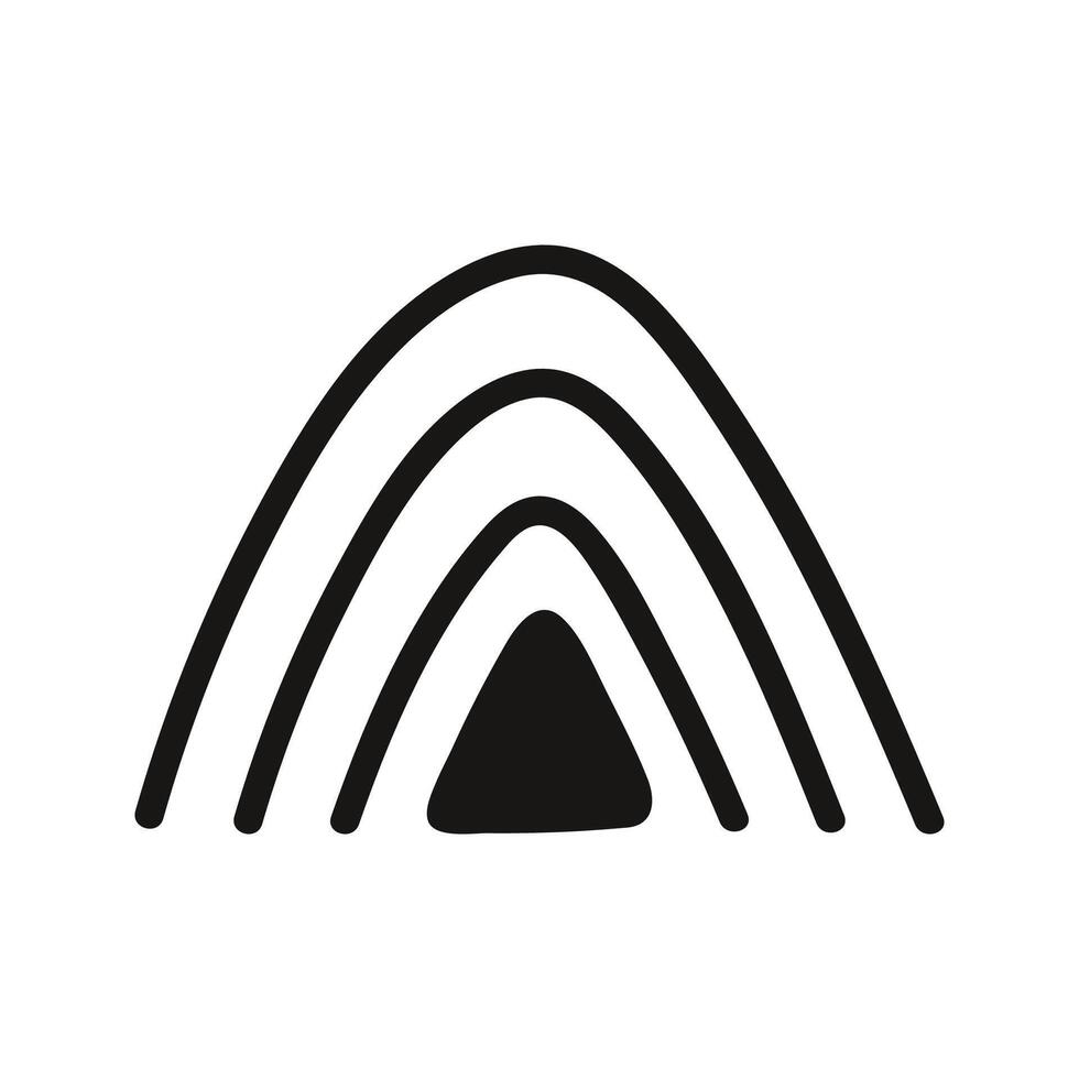 Hand drawn abstract line in triangular rainbow shape. Doodle scribble arches repeat element. vector