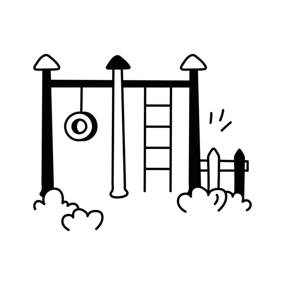 Icon of a play area with swings and climbing structures vector